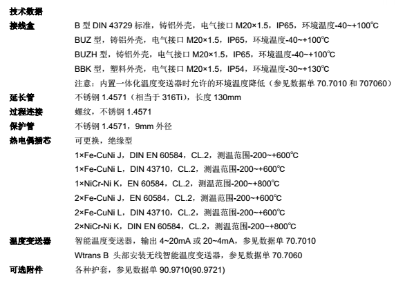  螺旋式热电偶b型端子箱901020型技术规格